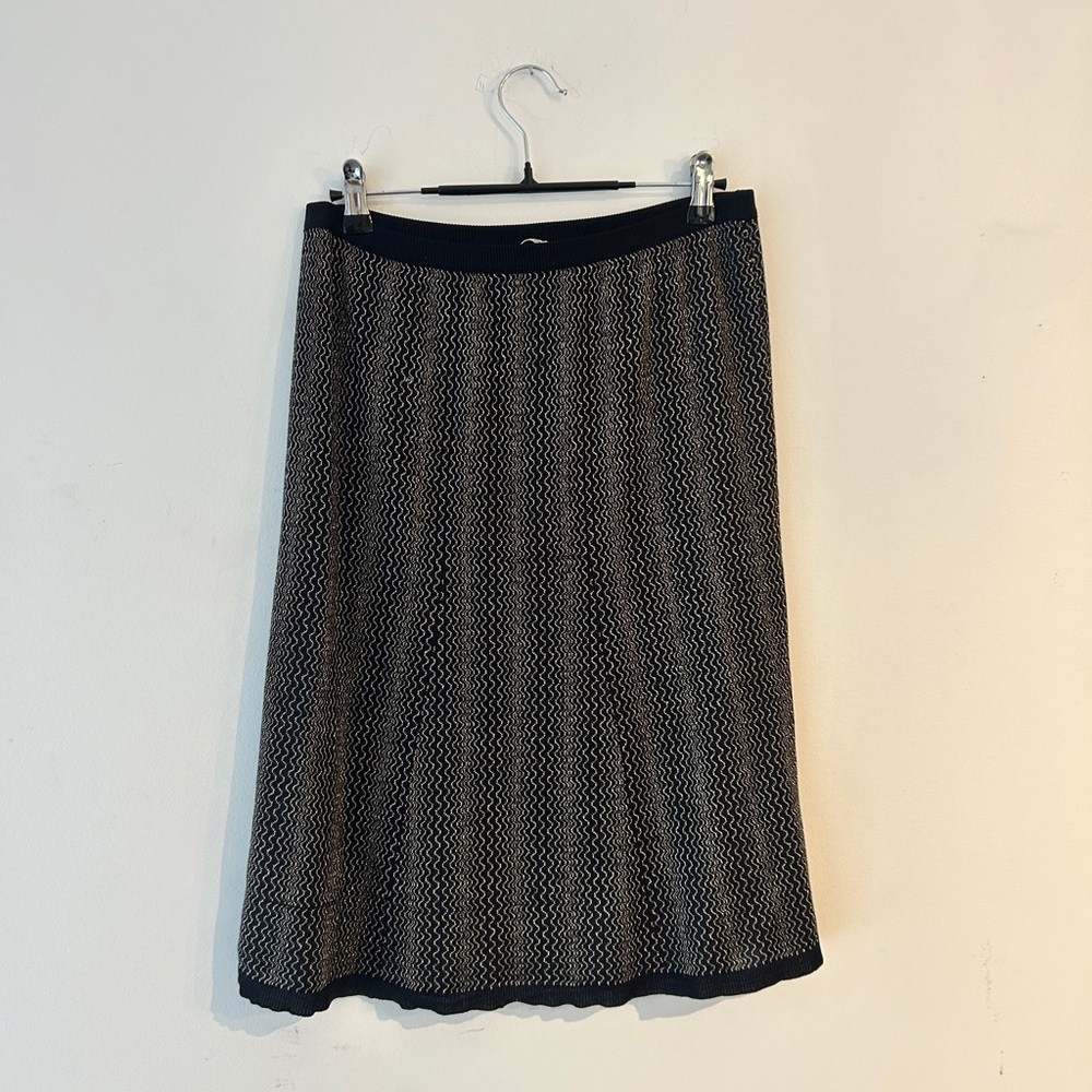 Prada Elegant Black and Gray Patterned Midi Skirt